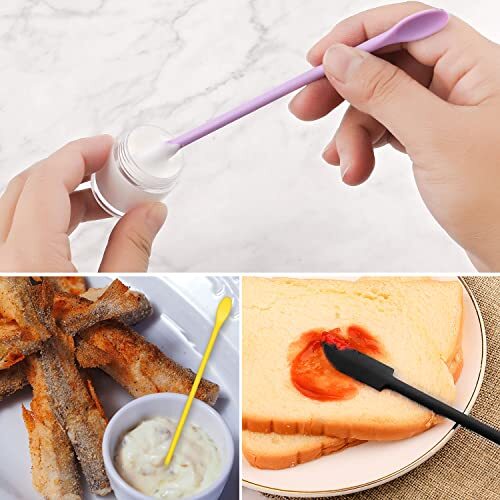 8 Pack Mini Silicone Spatula Set Double Ended Jar Scraper Tiny Spatula