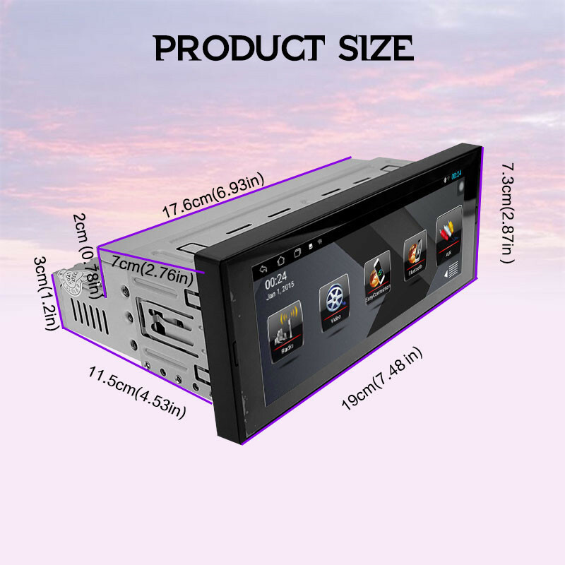 1Din 6.9" Touch Screen Car Stereo Bluetooth Radio For IOS/Android Mirror Link