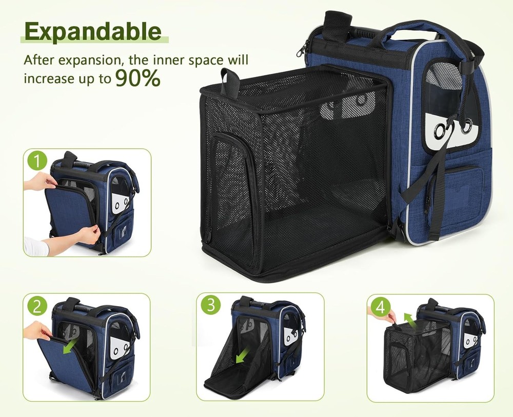 Pet Carrier Backpack, Cat Backpack Carrier, Expandable with Breathable