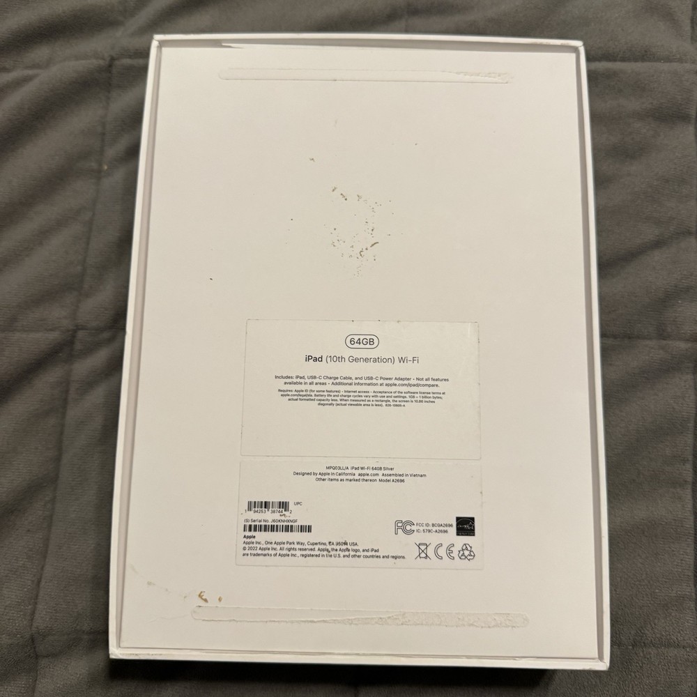 iPad 10th Generation 64GB Replacement Box Only - No Tablet