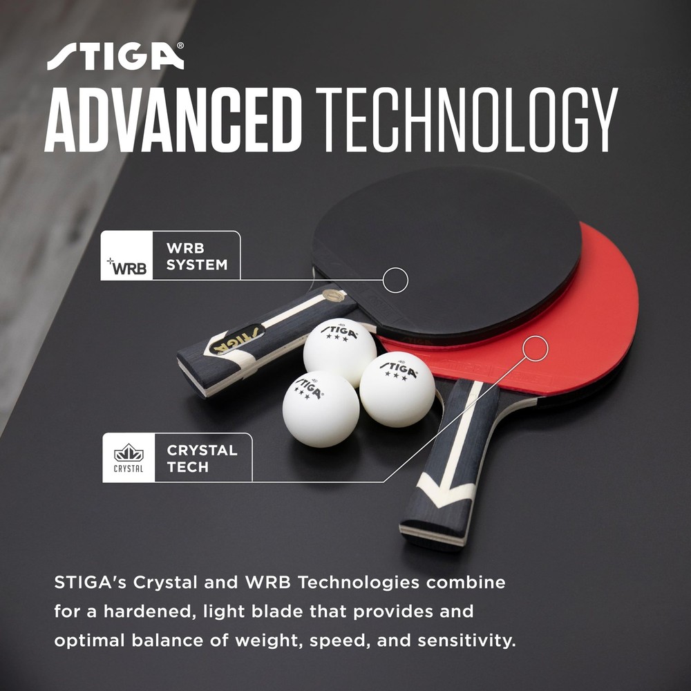 STIGA Premium 2‑Player Table Tennis Set – Includes 2 ITTF Approved Paddles, 3...