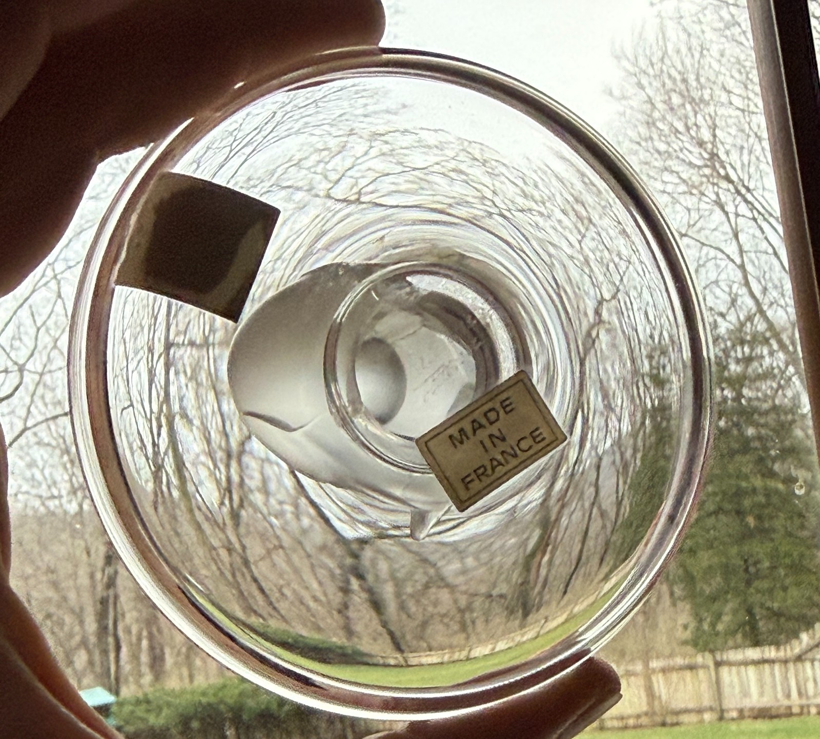 Lalique Pinson Finch 1970s Art Glass Ring Dish Clear & Frosted Crystal 2” Tall