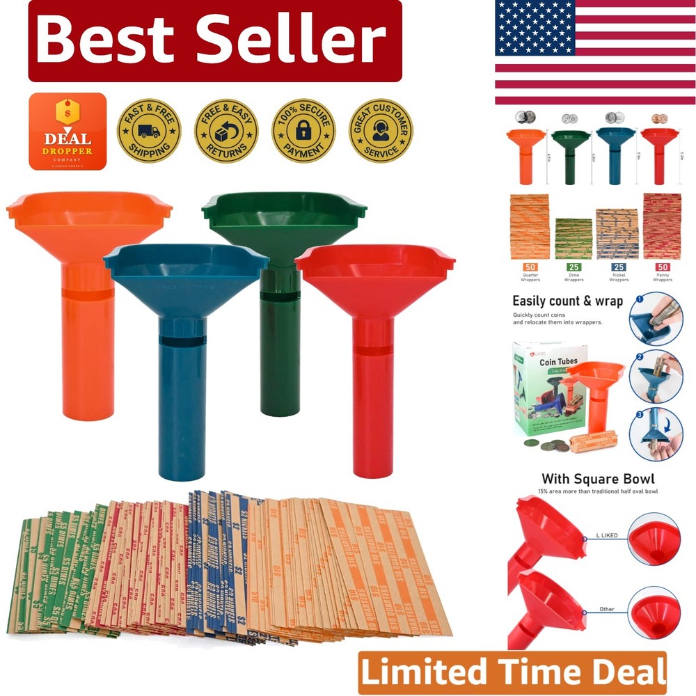 Durable ABS Coin Sorters & Color-Coded Wrapper Set for Efficient Coin Management