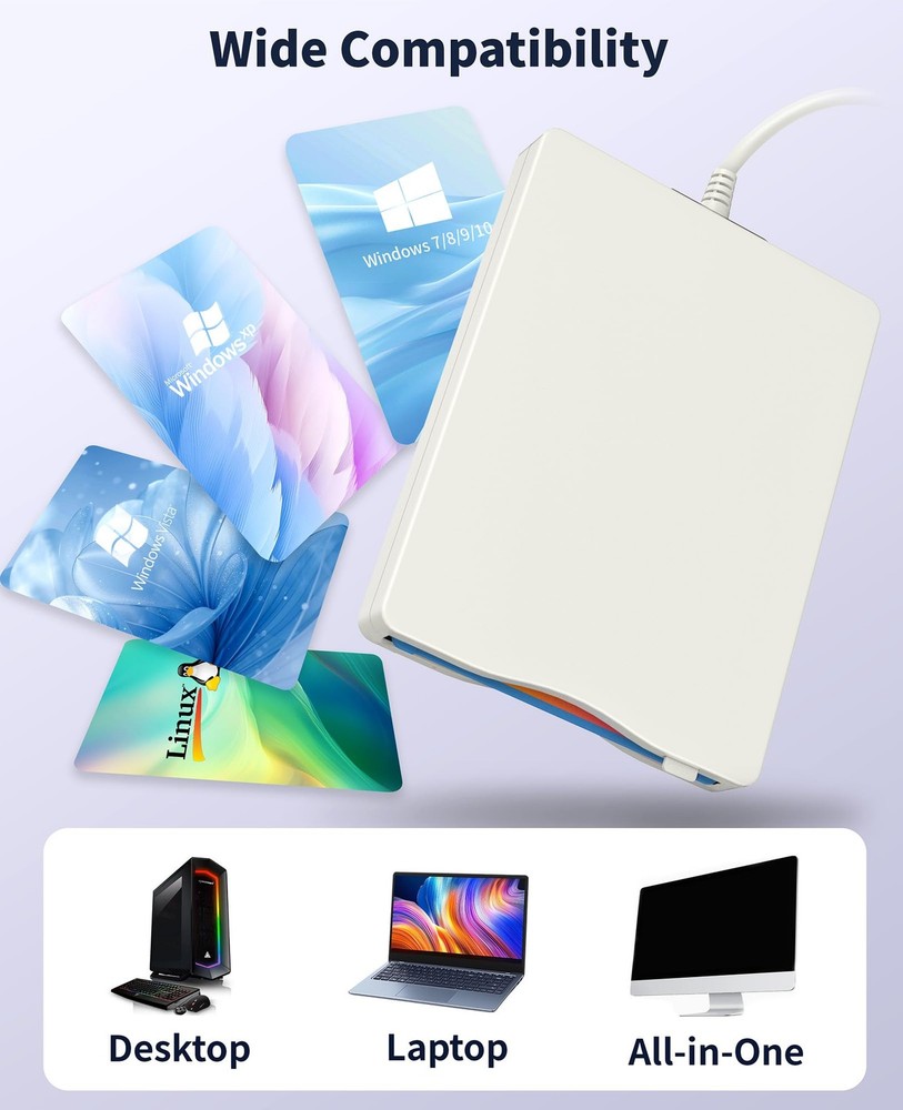 3.5 Inch External Floppy Disk Drive with USB Type-C Reader