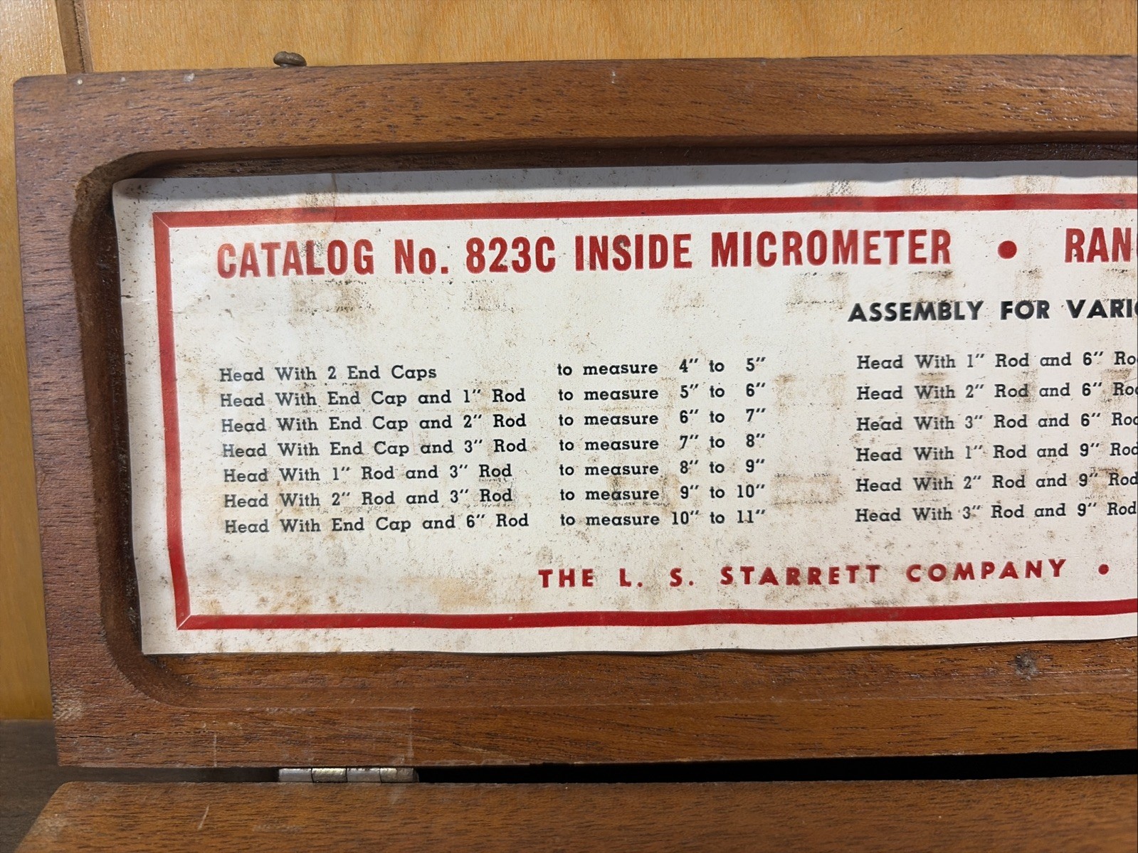 Vintage Starrett Inside Micrometer Set 823C Range 4"-24"