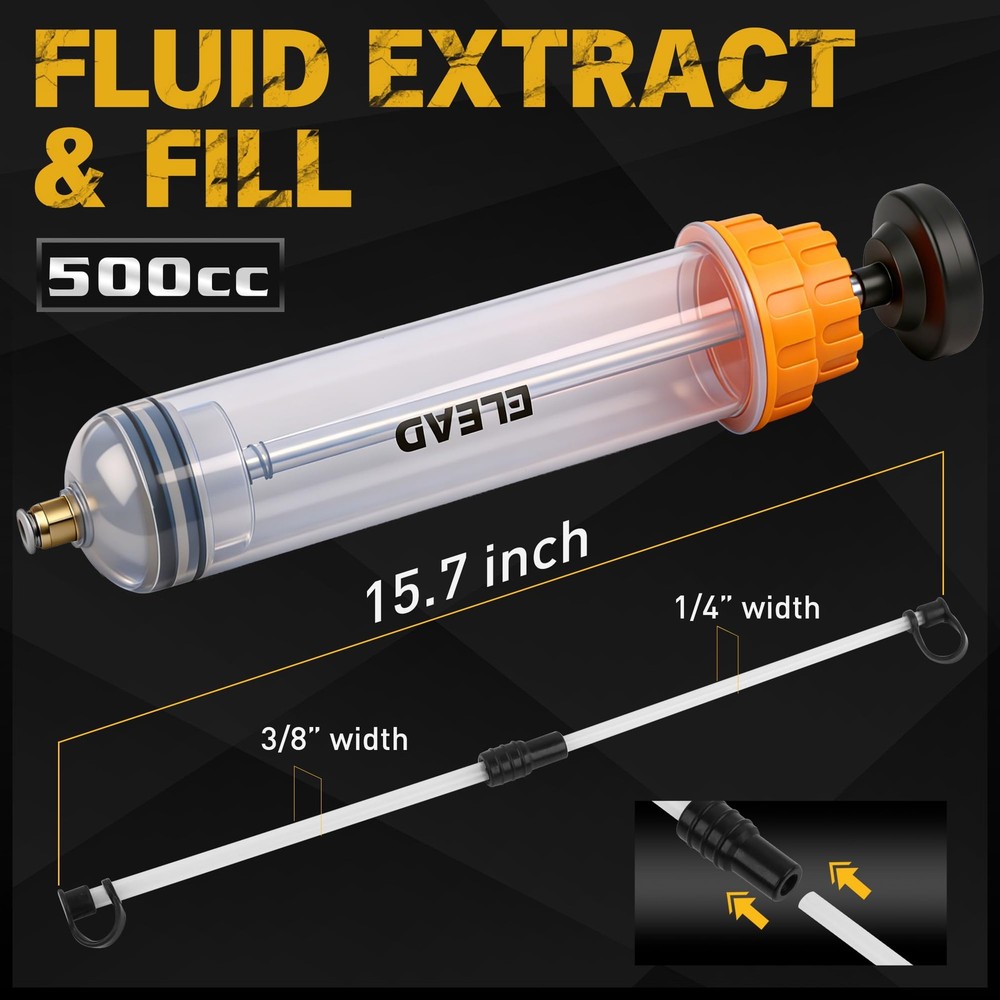 ELEAD 500cc Oil Fluid Extractor Pump, Multi-Purpose 500CC, yellow