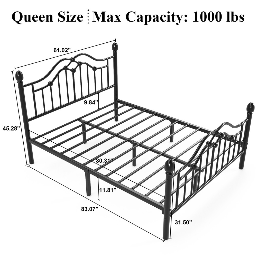 Metal Bed Frame Twin/Full/Queen with Headboard & Footboard
