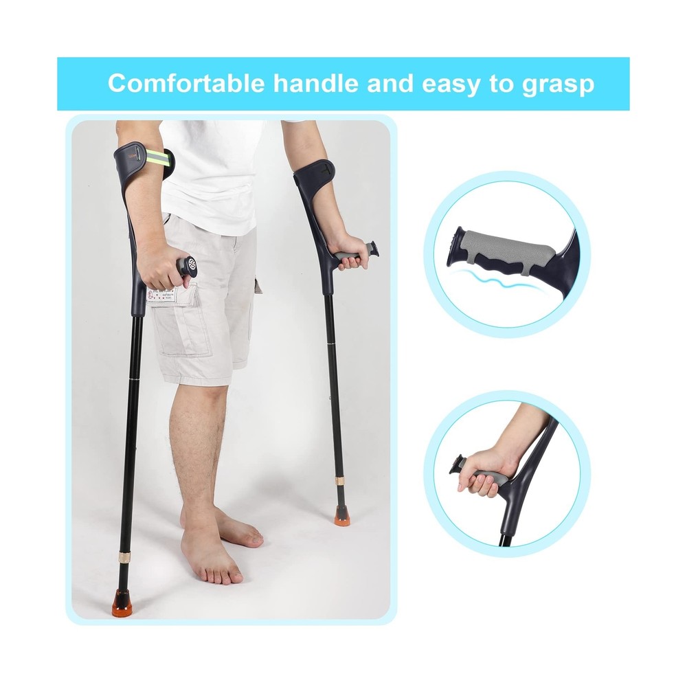 Forearm Crutches Pair, Folding Forearm Crutches Lightweight Adjustable，wi