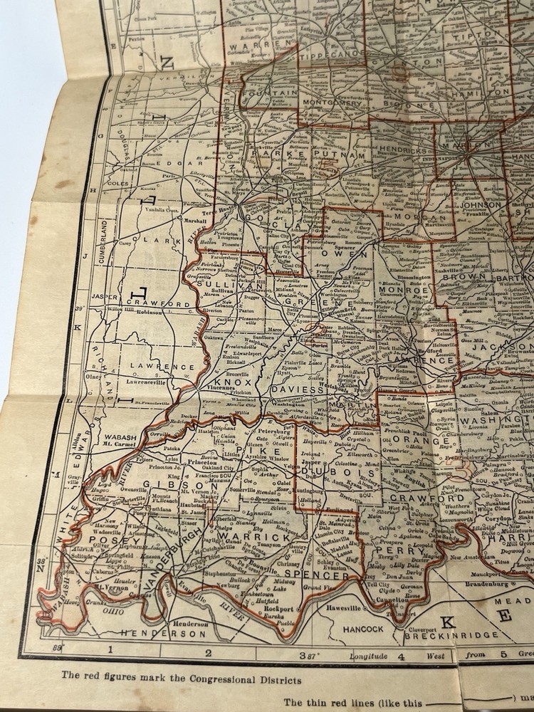 1902 Foldout Picket Map Indiana Kenyon Map Makers