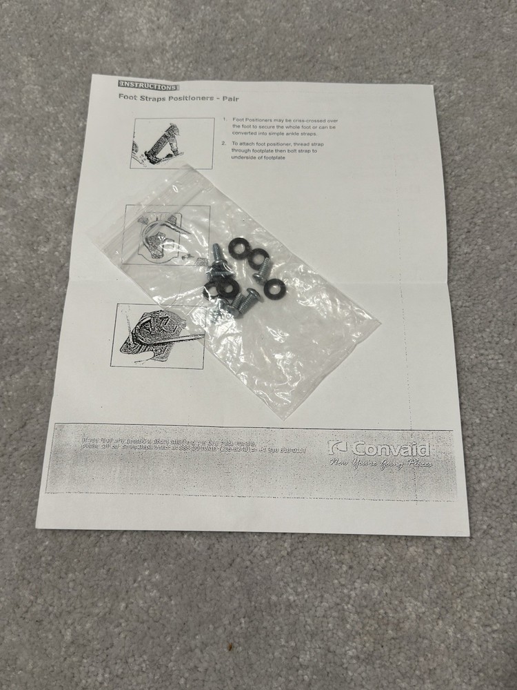 Convaid Stroller Medium Foot Positioners Pair with Hardware and Instructions