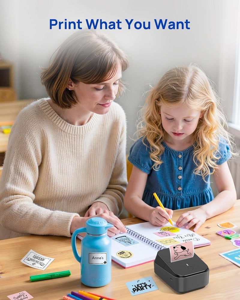 PM260 Label Maker Machine with Tape, 2 Inch Label Maker Bluetooth Label Printer