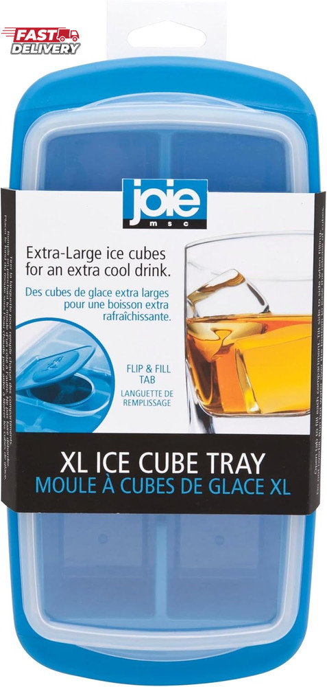 Joie Extra Large Ice Cube Tray, Covered and Stackable, No-Spill Removable Lid, P