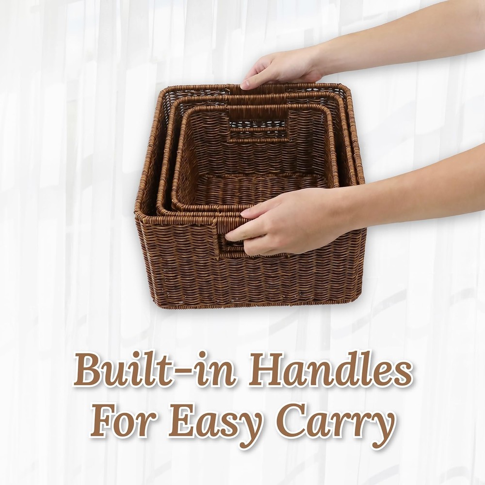Baskets with Handles, Wicker Storage, Shelf Boxes for Organizing, Decorative ...