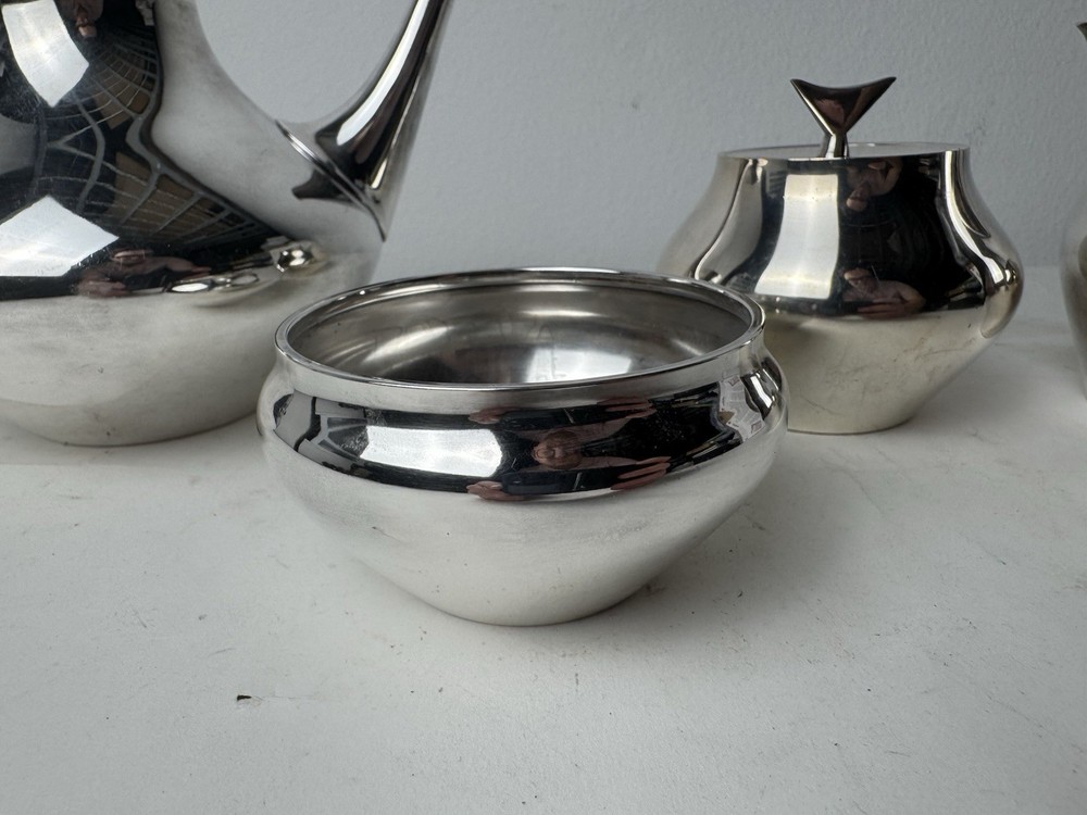 Reed & Barton DENMARK Silverplate Tea Pot Creamer & Serving Bowls John Prip MCM