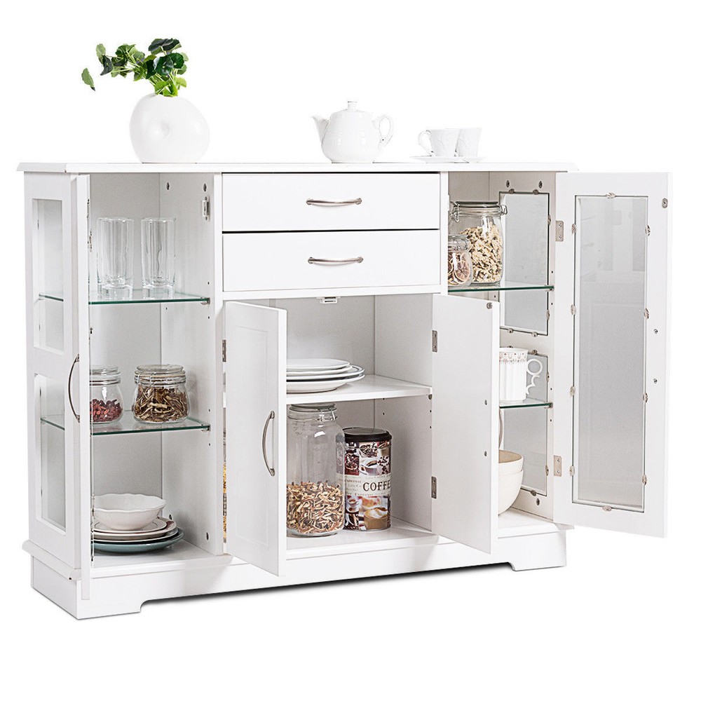 Costway Buffet Storage Cabinet Home Kitchen Console Cupboard W/Drawers