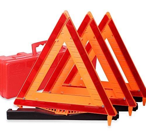 3 Pack Reflective Warning Triangle Kit - DOT Approved Road Safety Sign Set