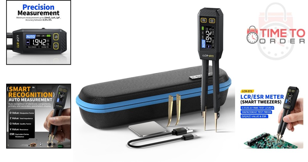 LCR Meter Tweezer Electronic Component Tester Capacitance Inductance Multimeter