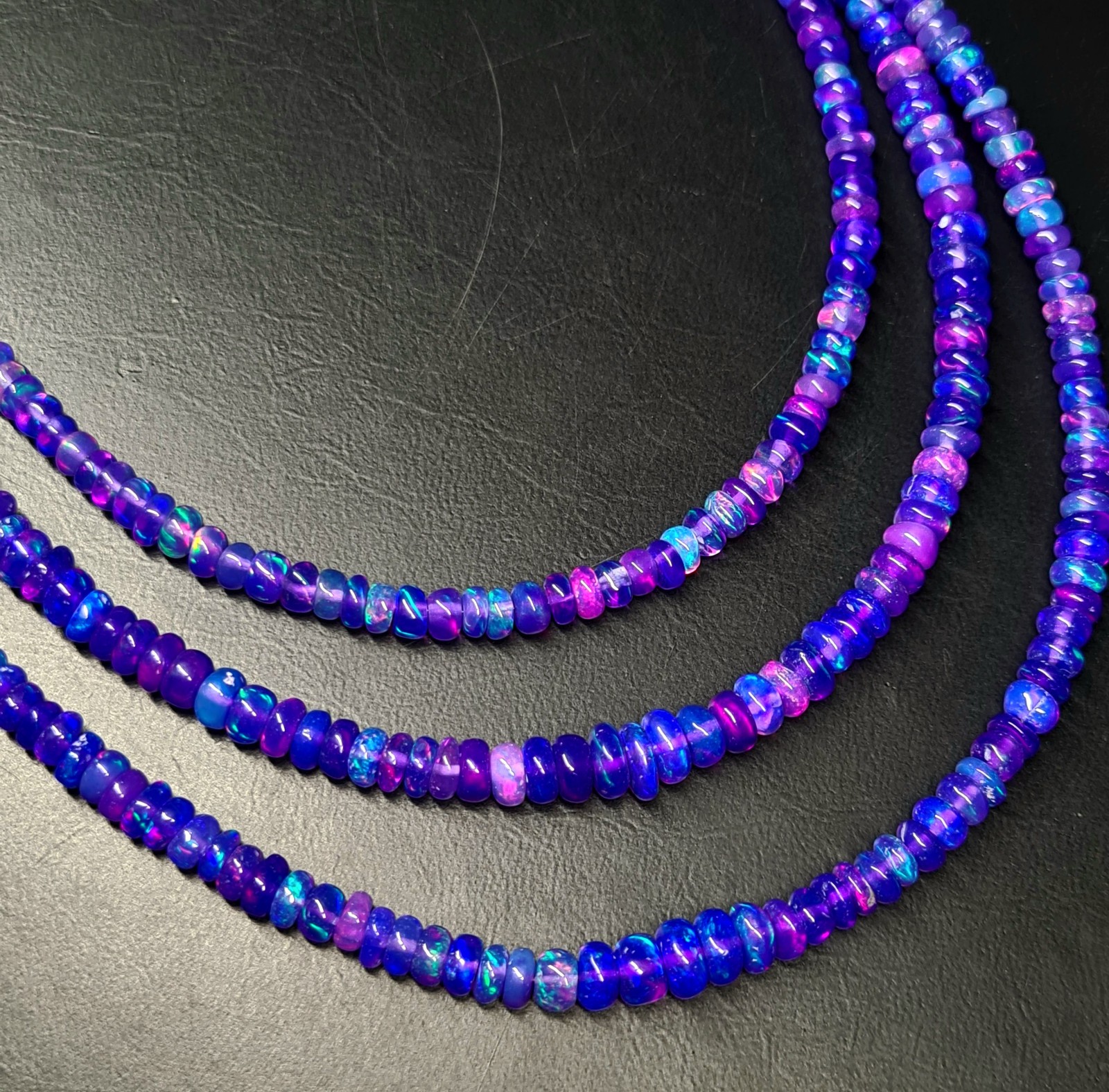 Lilac Ethiopian Opal Rondelle Beads: Handcut Gemstone beads