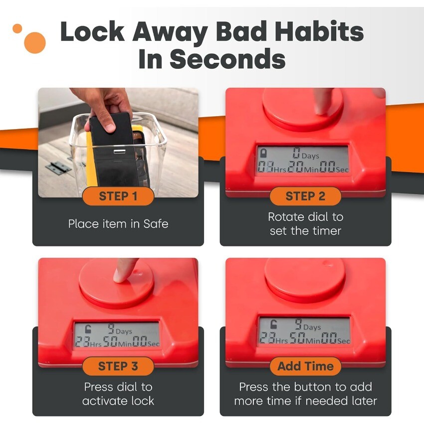 Kitchen Safe Time Locking Container,Phone Jail, Medication Lock Box slash prices