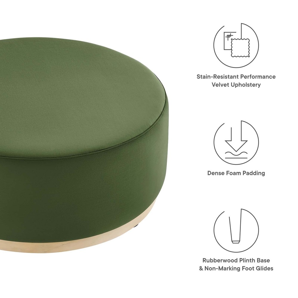 Modway Large 38" Round Performance Velvet Upholstered Ottoman