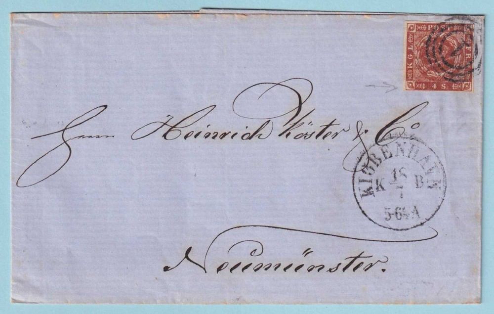 DENMARK - 1859 COVER WITH 4 SKILLING STAMP - MAILED TO NEUMÜNSTER - D091