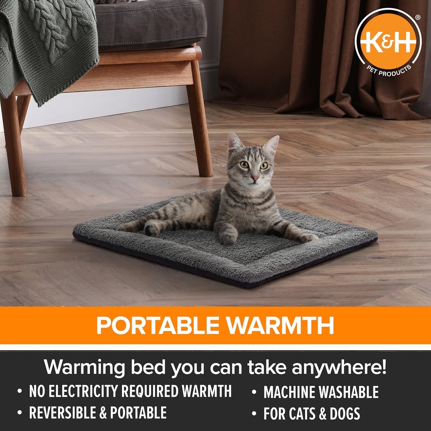 Reversible Heated Cat & Dog Bed Mat - Machine Washable 21x17