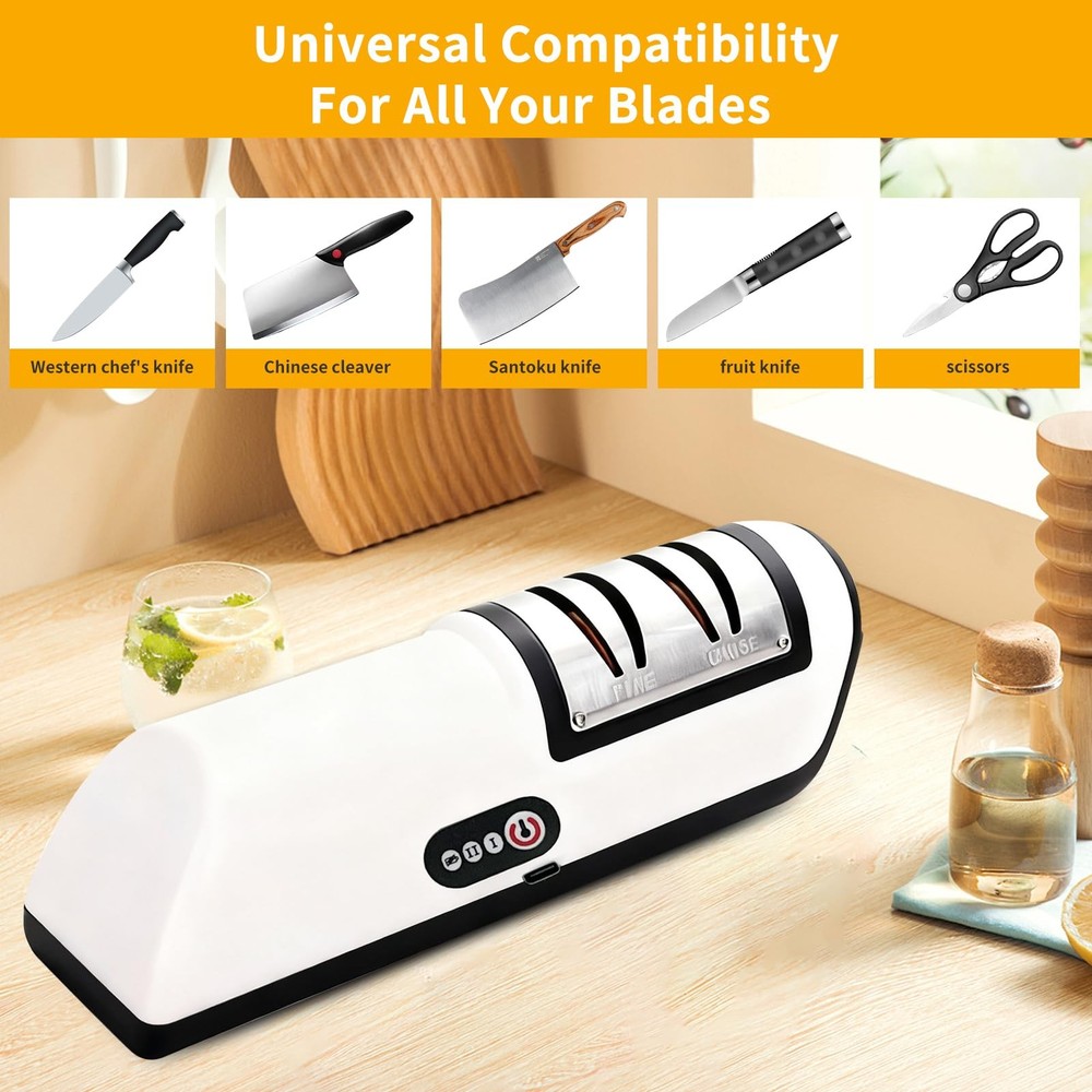 Electric Knife Sharpener, Professional 2 Stage Kitchen Knife Sharpener for Qu...