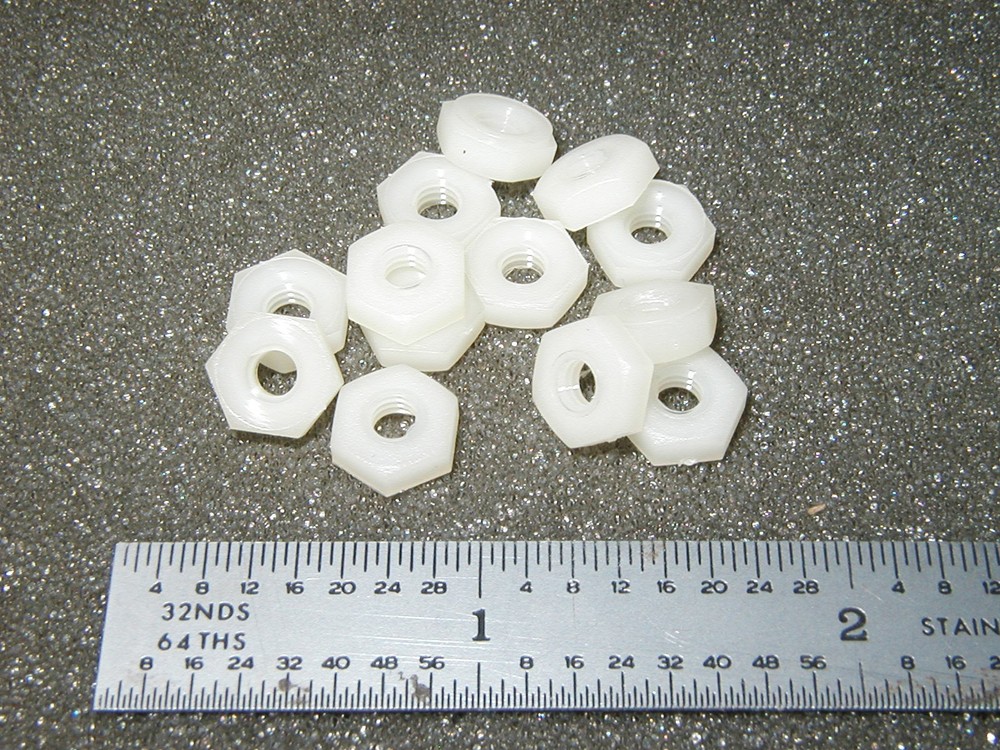 8-32 PLAIN 11/32" HEX NUTS NYLON  - 50 pcs