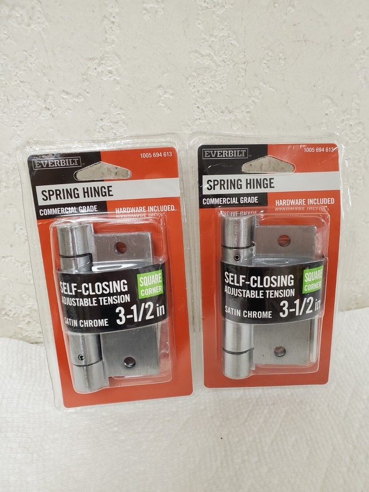 *2-PK* Everbilt 3-1/2 in Square Radius Satin Chrome Adjustable Spring Door Hinge