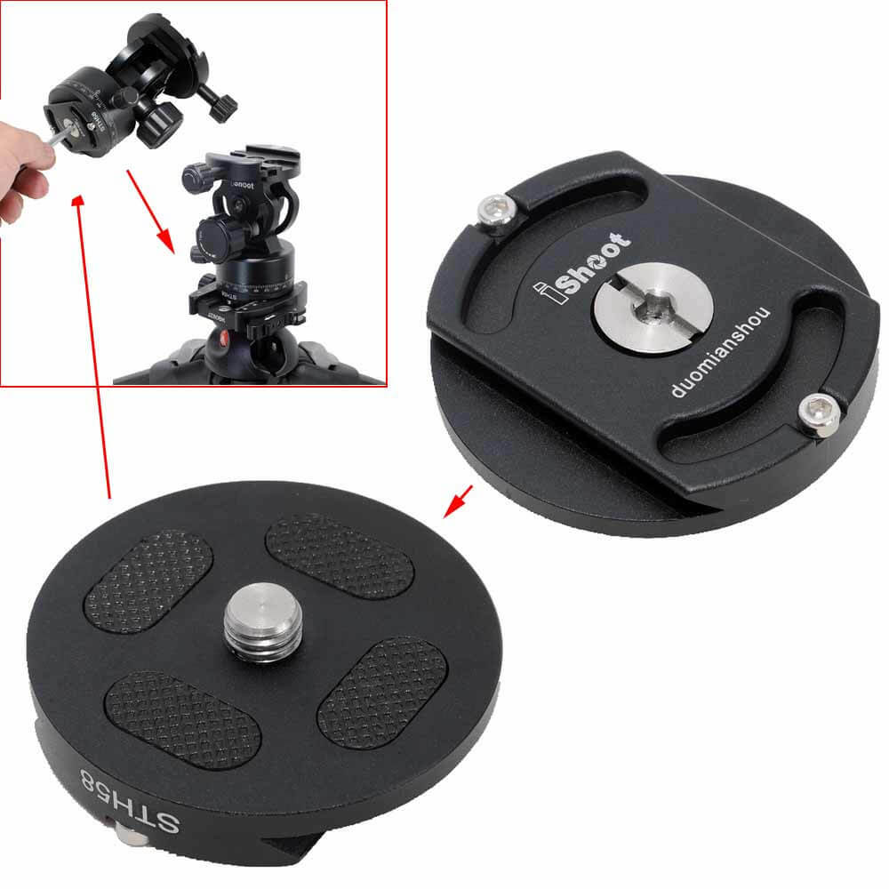 Tripod Head Mount Converter Arca Fit Quick Release Plate Adapter for Ballhead