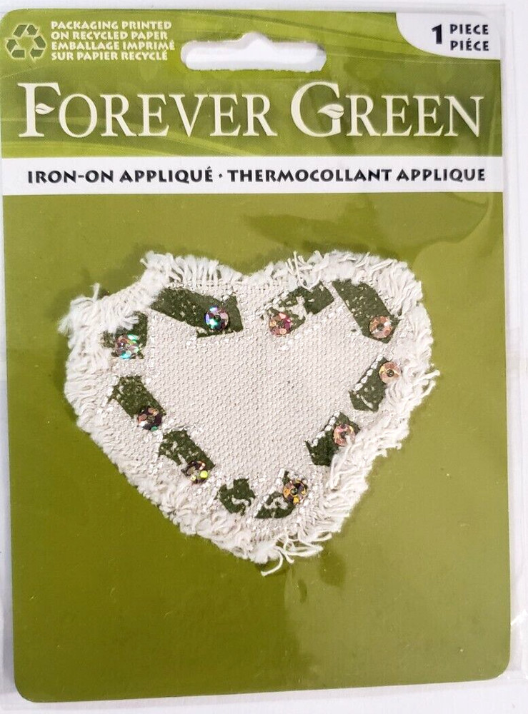 FOREVER GREEN Iron-On Applique - HEART – 1 pc