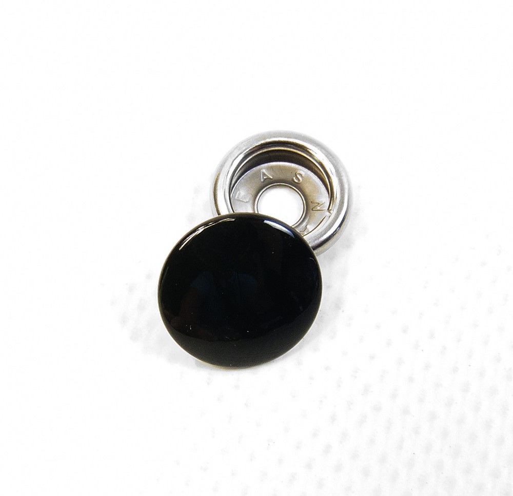 Stainless Steel Snap Fasteners, Black Enamel Finish Cap & Socket Only, 10 Pc.