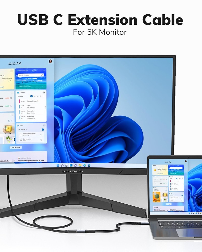 Jnoheefye USB C Extension Cable - 10Gbps Data Transfer, 100W Fast 1FT