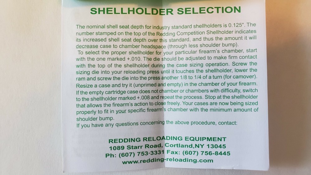 Redding Reloading 11601 Competition Shellholder Set Size #1 *Fast Shipping*
