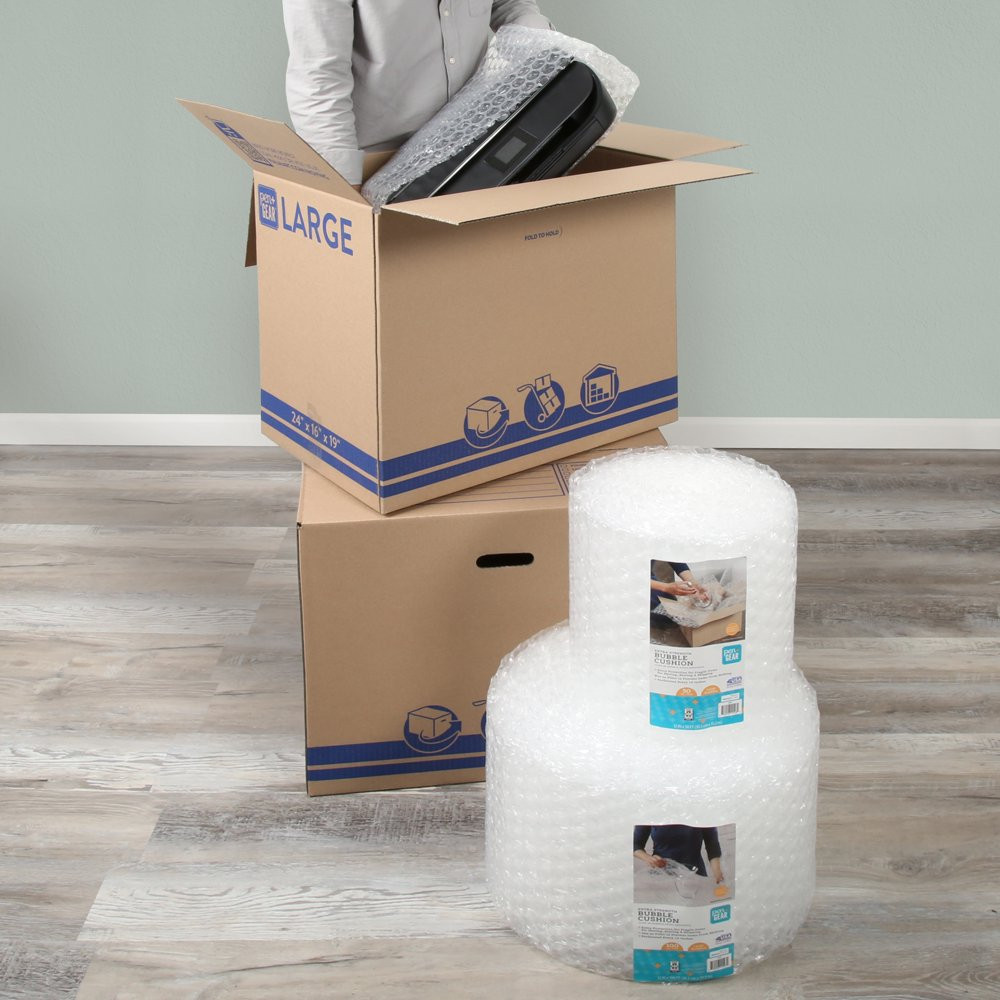 BUBBLE CUSHION PACKING WRAP 12" X 100' Large Clear, Plastic