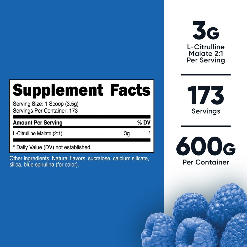 Nutricost L-Citrulline Malate 2:1 (600 Grams) (Blue Raspberry)