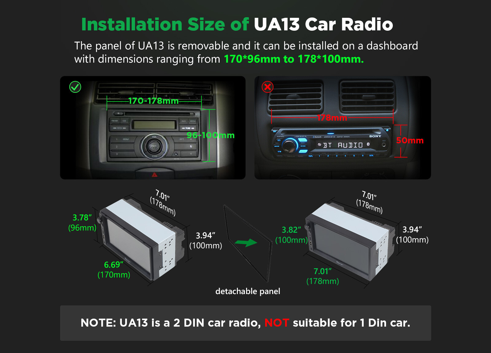 Android 13 Car Radio Stereo Bluetooth Double 2 Din 7" IPS Apple CarPlay FM Audio