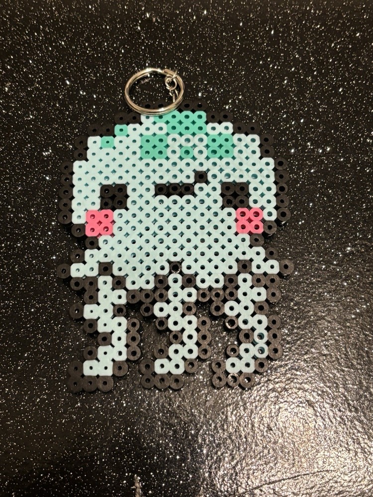 Jellyfish perler bead keychain handmade