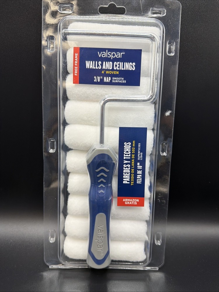 VALSPAR MINI ROLLER 10 PACK WITH FRAME 4" WOVEN  3/8" NAP NEW