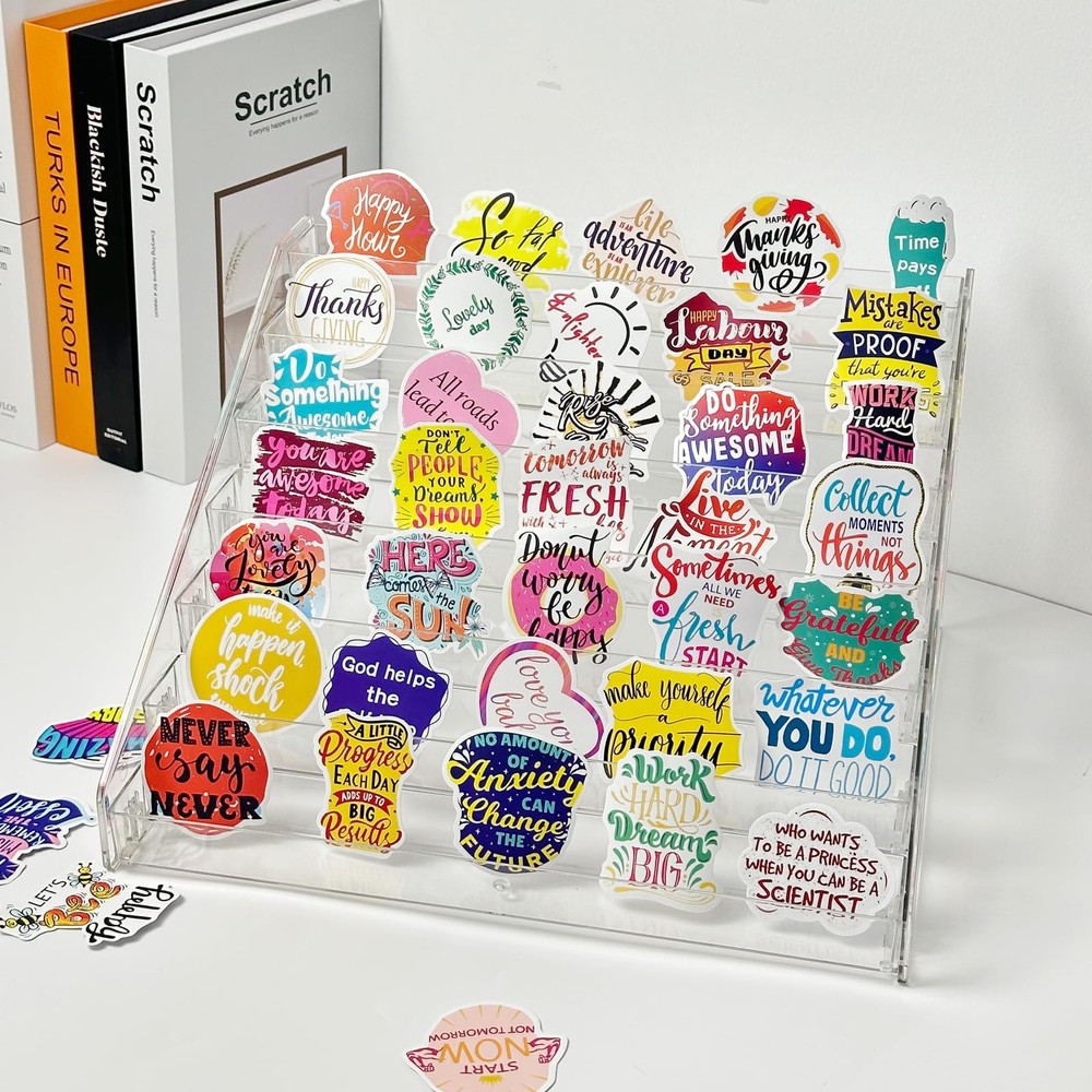 2 Pack 7-Tier Acrylic Card Display Stand, Versatile Sticker Display Rack Hold...