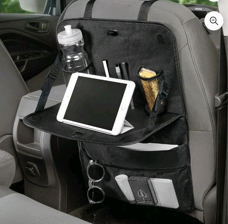 Auto Drive Multi-Pocket Backseat Organizer with Table (Black)