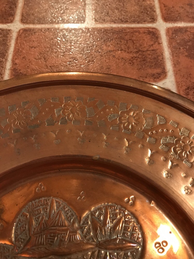 Large Solid Copper Silk Road Camel Caravan Persian Decorative Plate FREE SHIP