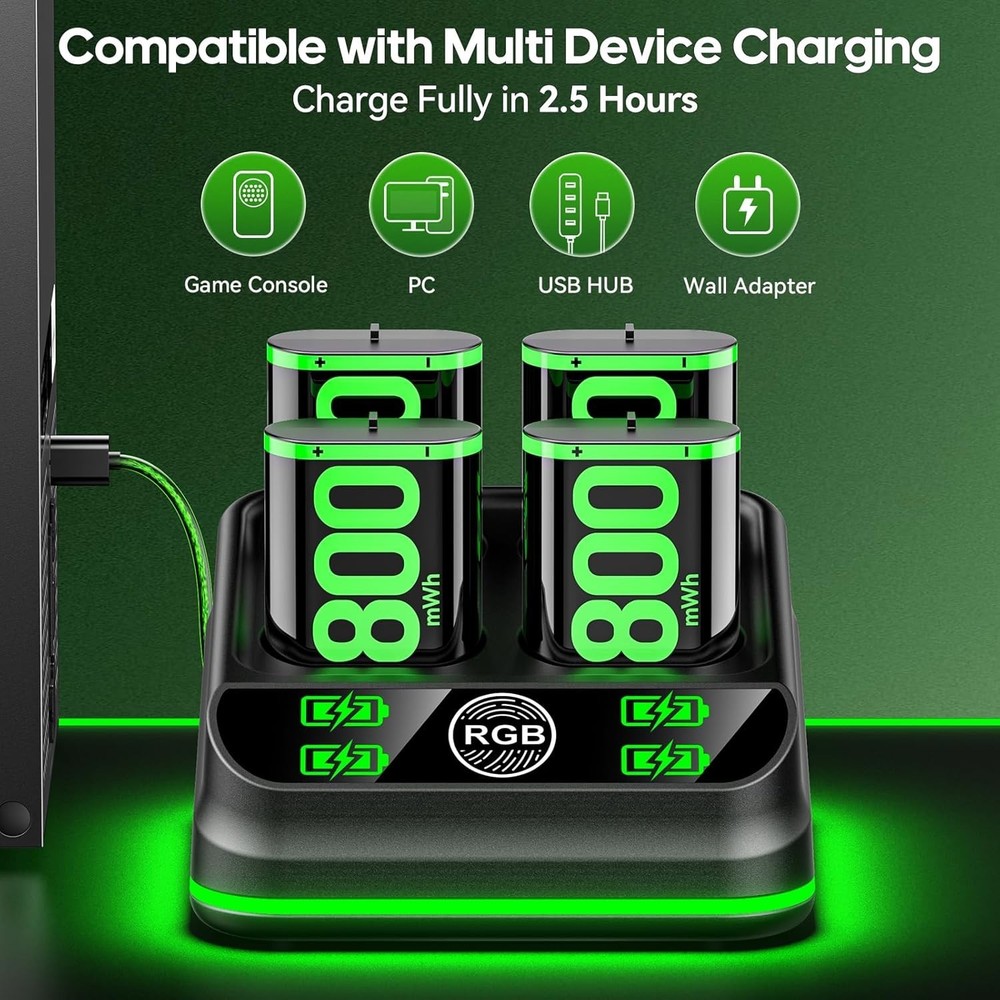 4800mWh Rechargeable Battery Pack for Xbox Controllers