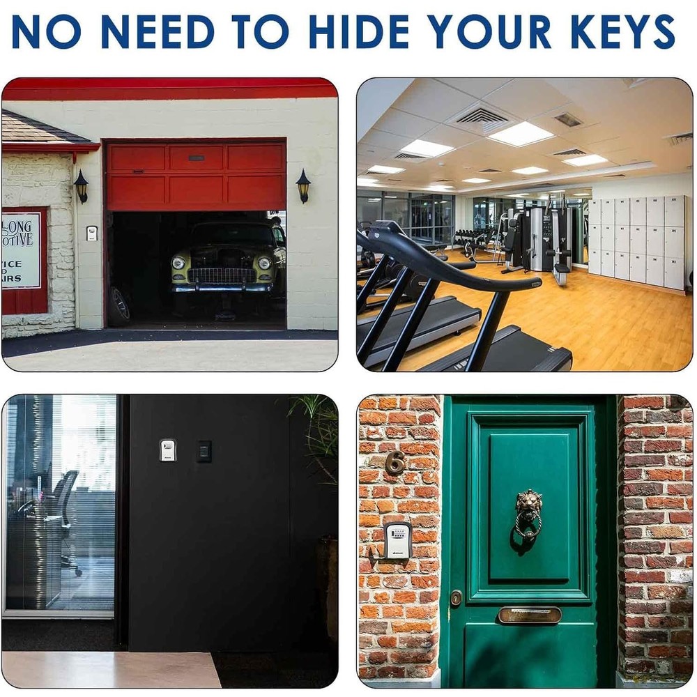 4 Digit Combination Lock Box Wall Mount Security Safe Large 5 Key Waterproof