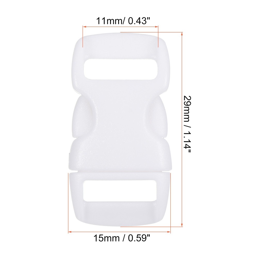Plastic Buckles 8 Pack Quick Side Release Clips White 11mm