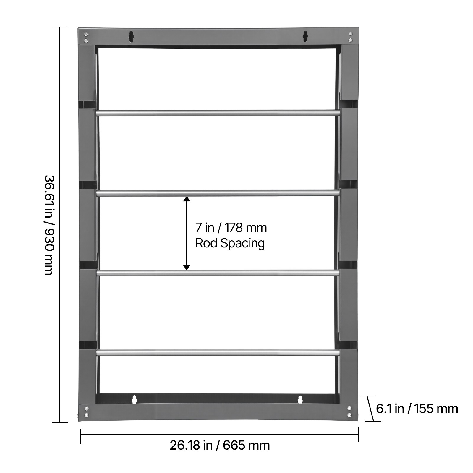 Wire Spool Rack 4 Adjustable Rods Spool Holder Wall Mounted 150 lbs Capacity