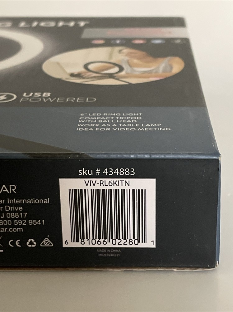 LED Ring Light: Vivitar 6" inch- USB- Vlogging Kit