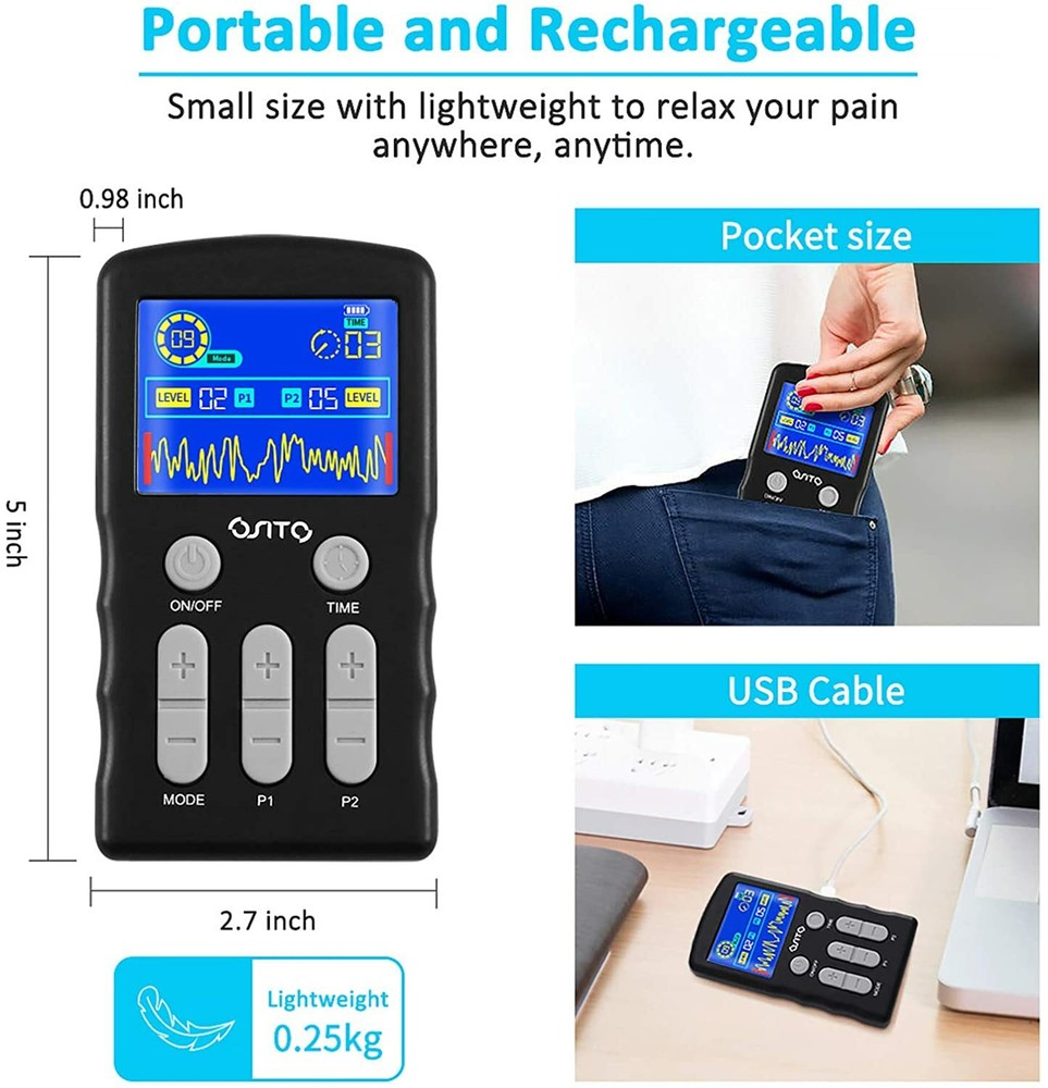 TENS Unit Muscle Stimulator Machine Pulse Massager Therapy Sciatica Pain Relief
