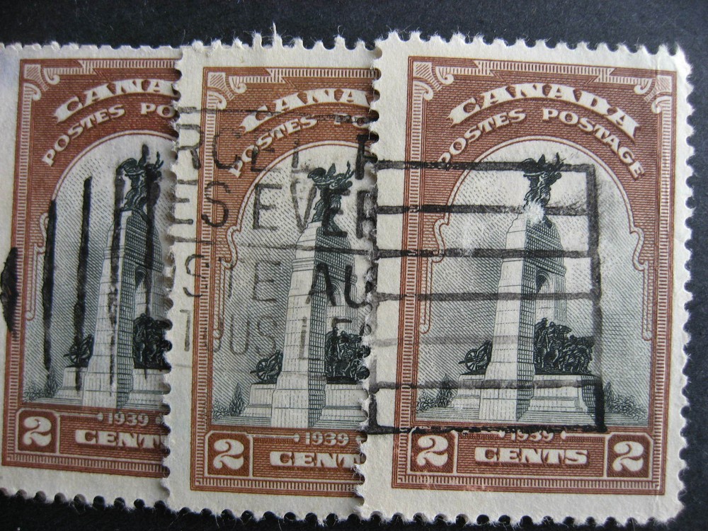 Canada 6 progressively shifted centre print error used, Sc 247 check these out!