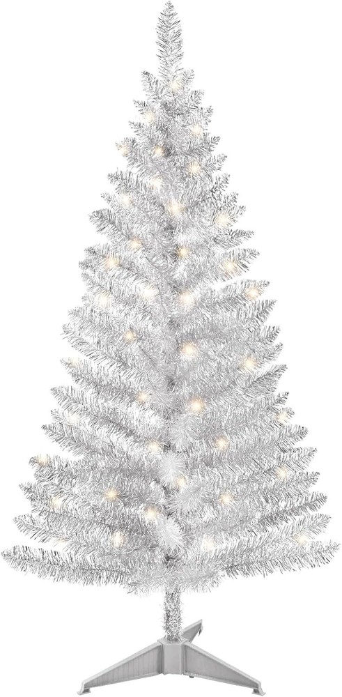 Stunning 4ft Artificial Silver Christmas Tree - Personalizable & Durable Décor